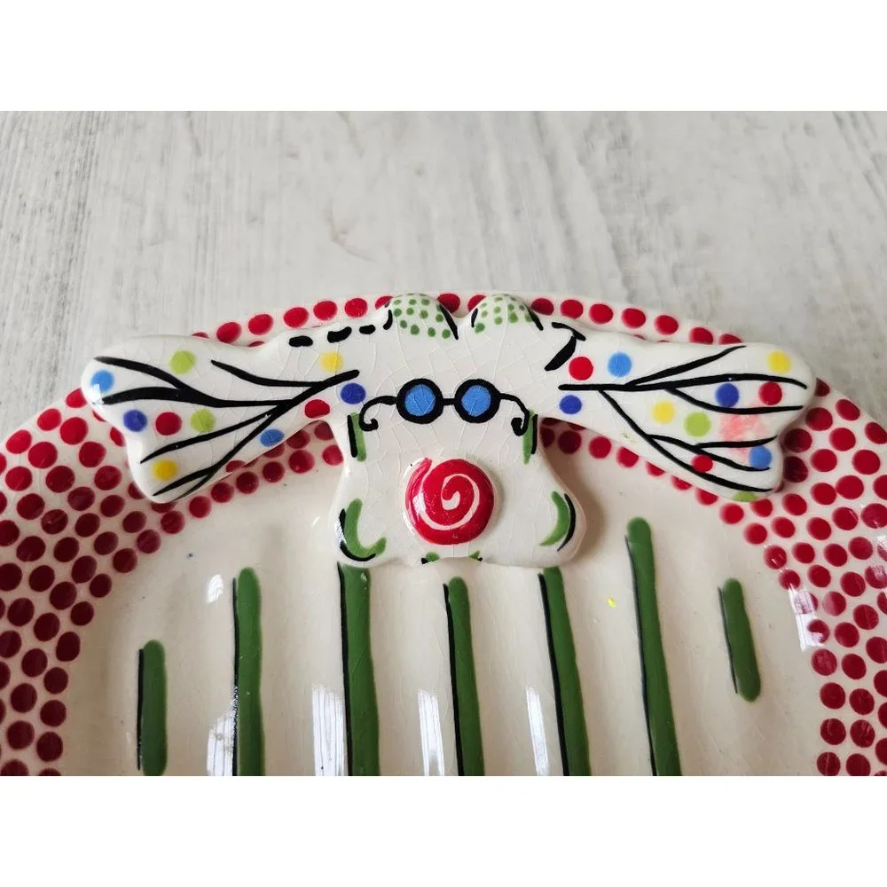 Bagwell simply Xmas reindeer soap bowl AS IS platter plate bathroom vintage rare